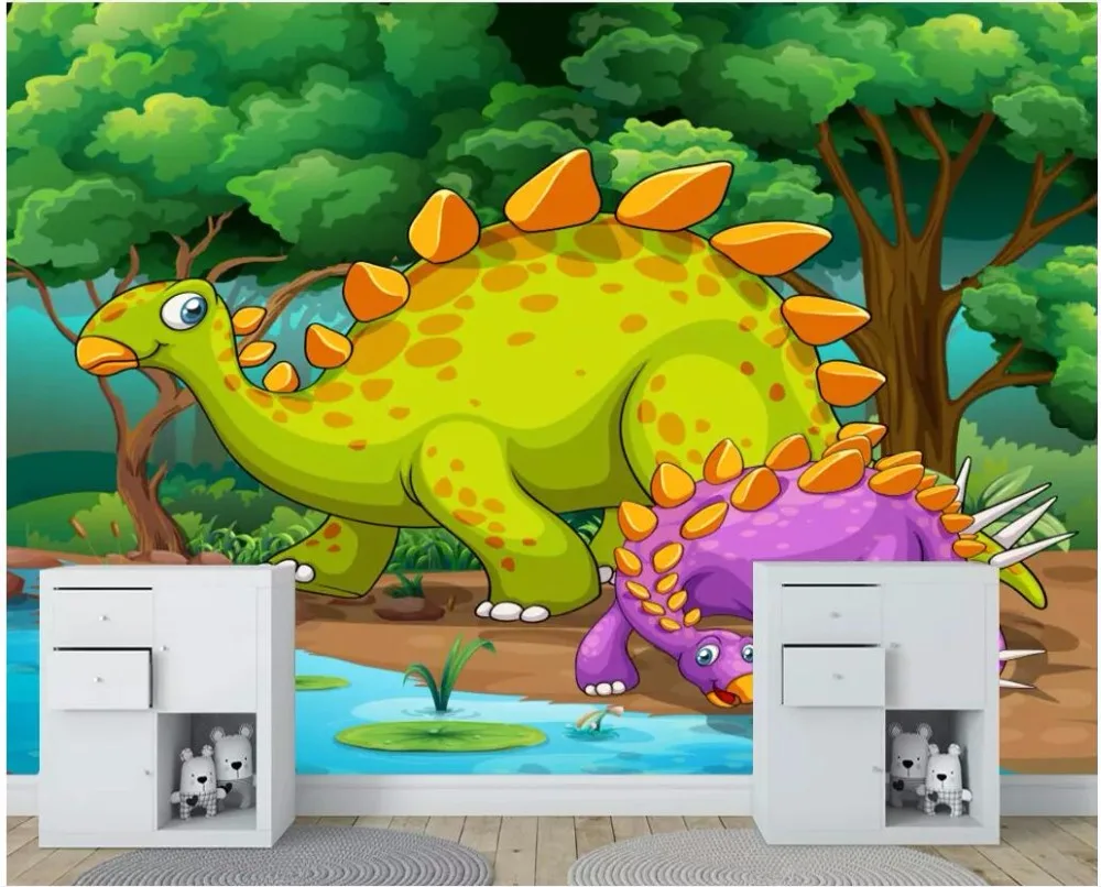 Пользовательские фото 3d обои мультфильм животные динозавр детская комната