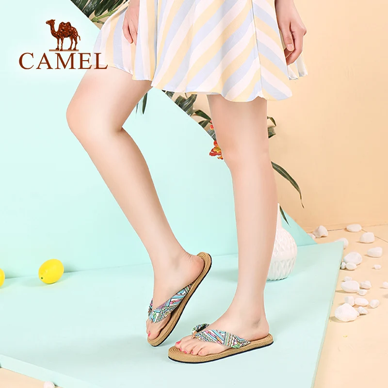 CAMEL/Новинка летние женские повседневные пляжные шлепанцы в римском стиле удобные
