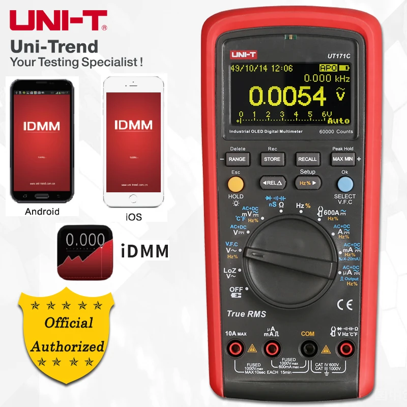 UNI T UT171A/UT171B/UT171C промышленные истинные RMS Цифровые мультиметры VFC измерение USB/Bluetooth
