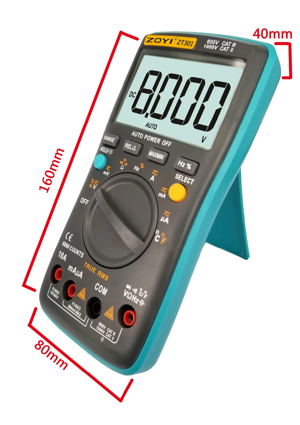 ZT301 Handheld Digital Multimeter 8000 Counts True RMS Auto Range LCD Display Electrical Tester Meter | Инструменты