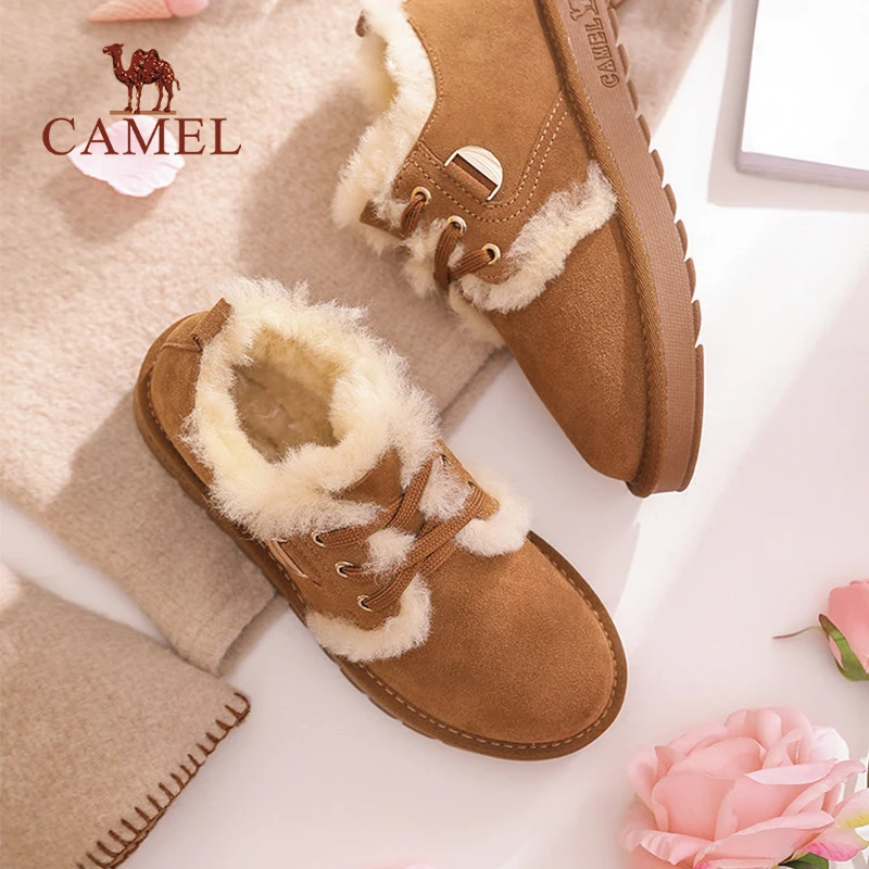 CAMEL/зимняя Модная Повседневная Новая женская обувь на плоской подошве зимние
