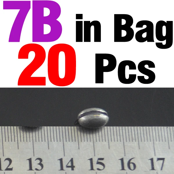 20Pcs 7B MNFT 20 шт./пакет 1B для 7B Премиум твердый Овальный Разделение выстрел свинцовый грузик фасоль в форме Вес привести аксессуары для рыболовных приманок - Цвет: 20Pcs 7B