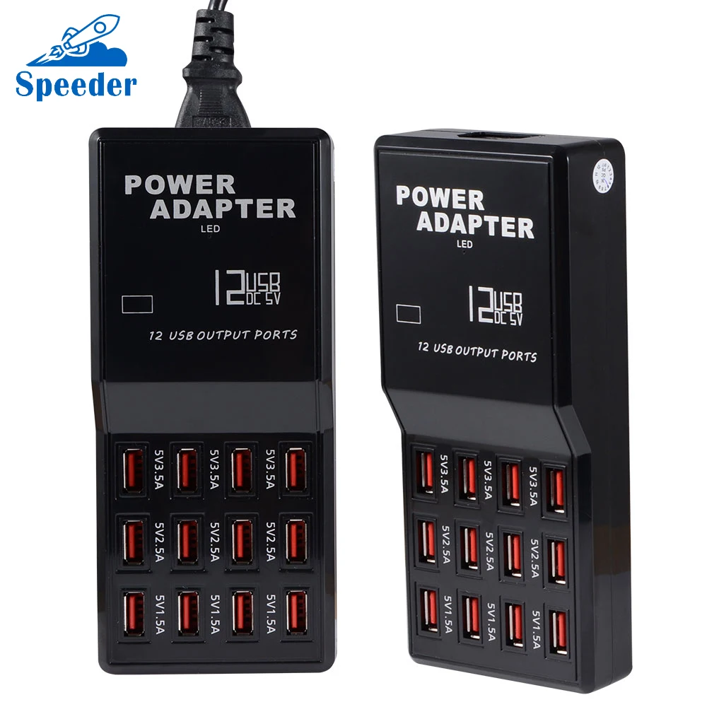 

Быстрое зарядное устройство с 12 USB-портами, адаптер питания с отдельным кабелем питания, порты для Sup-серфинга, 1-12 USB-устройств для одновремен...