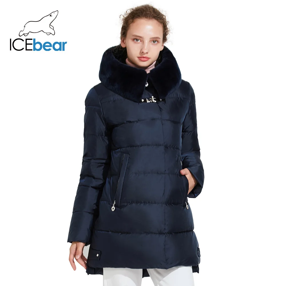 ICEbear 2017 Модная зимняя женская куртка с натуральным мехом фирменная парка средней
