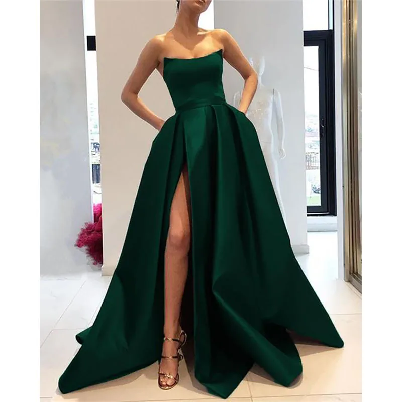 Простое Элегантное Атласное Платье до пола с вырезом лодочкой 2019 вечернее платье