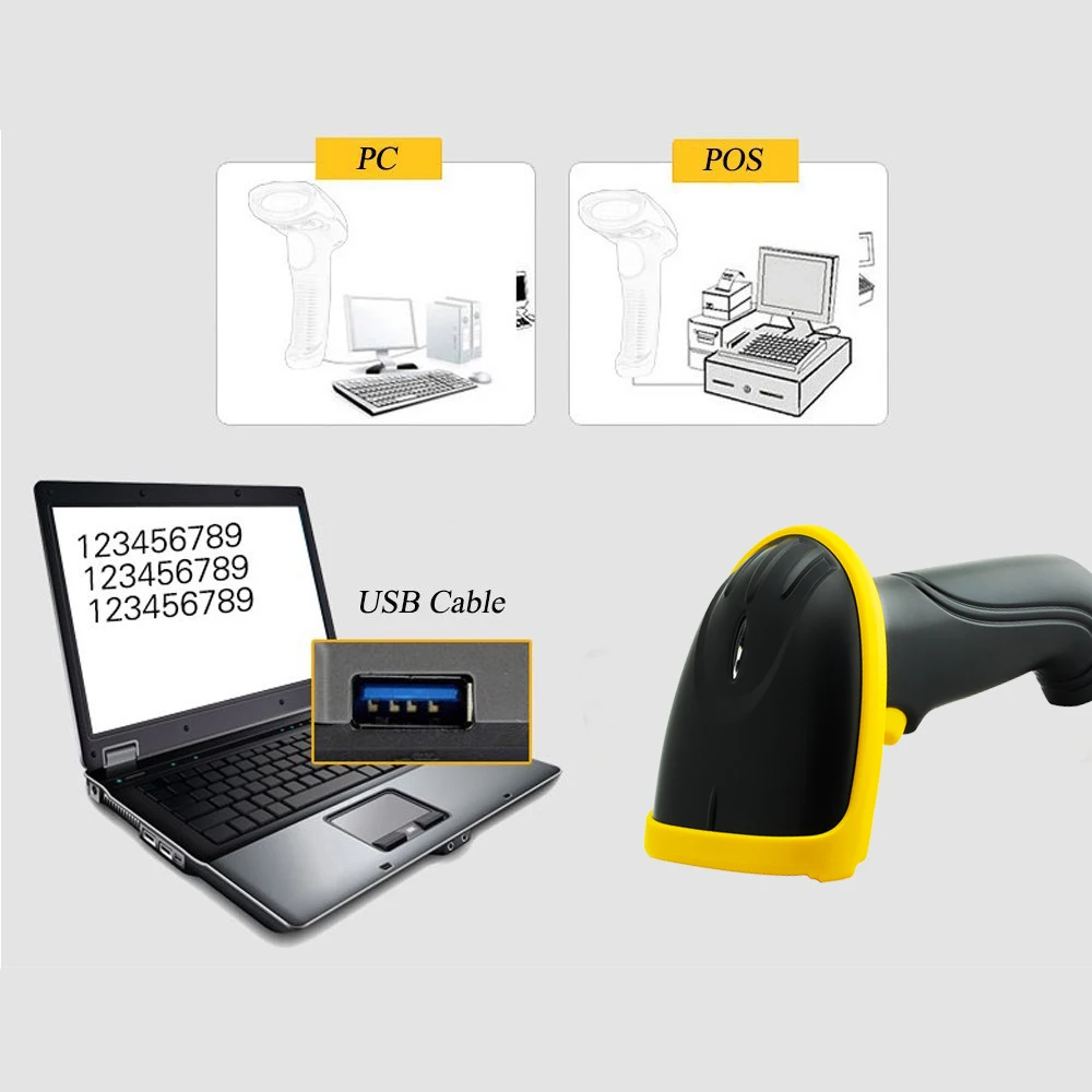 2D QR 1D usb cканер штрихкода CCD красный свет PDF417 Экран Сканирование штрих кодов