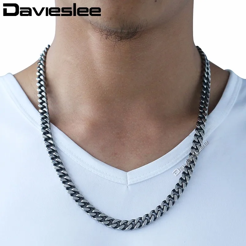 Мужское ожерелье Davieslee из нержавеющей стали цепь для мужчин кубинская оружейного