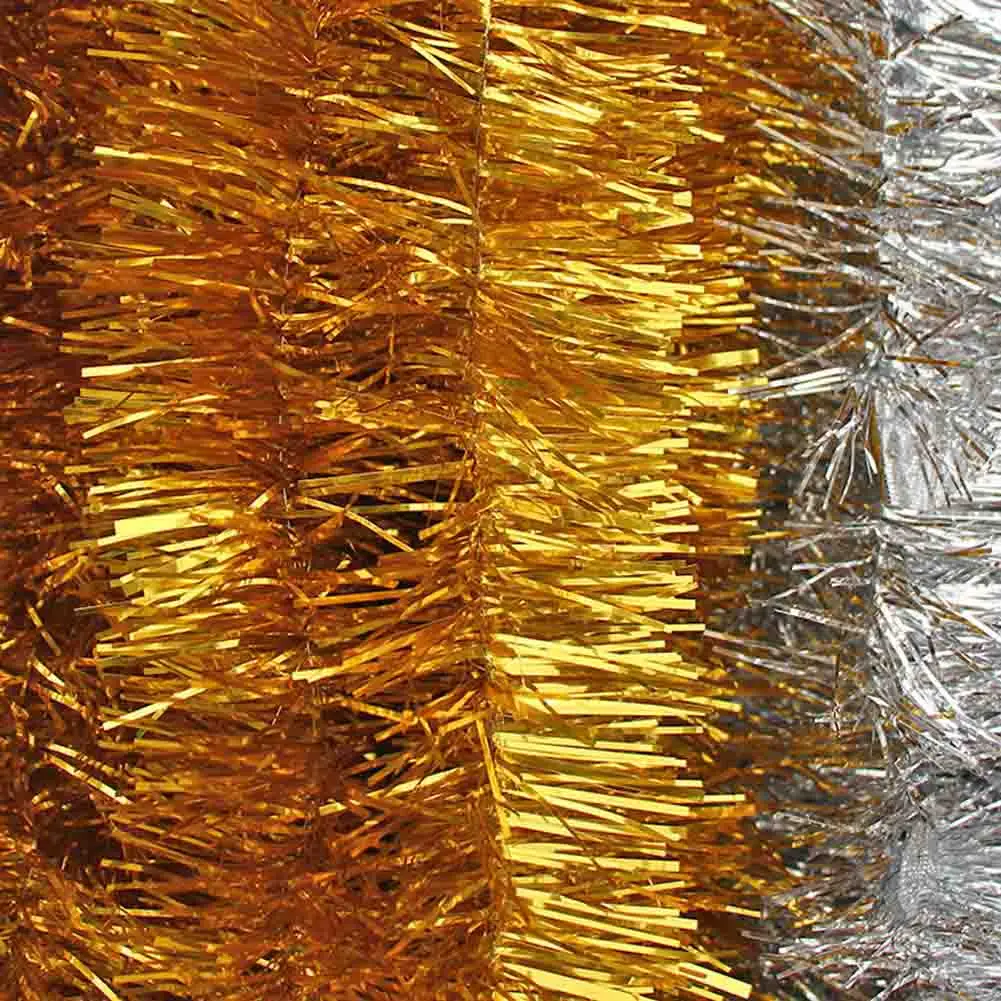 gold 1 шт. 2 метра Рождественская елка Праздничная мишура Розовый Зеленый Серебряный Золотой Красный Синий Украшения наивысшего качества - Цвет: gold