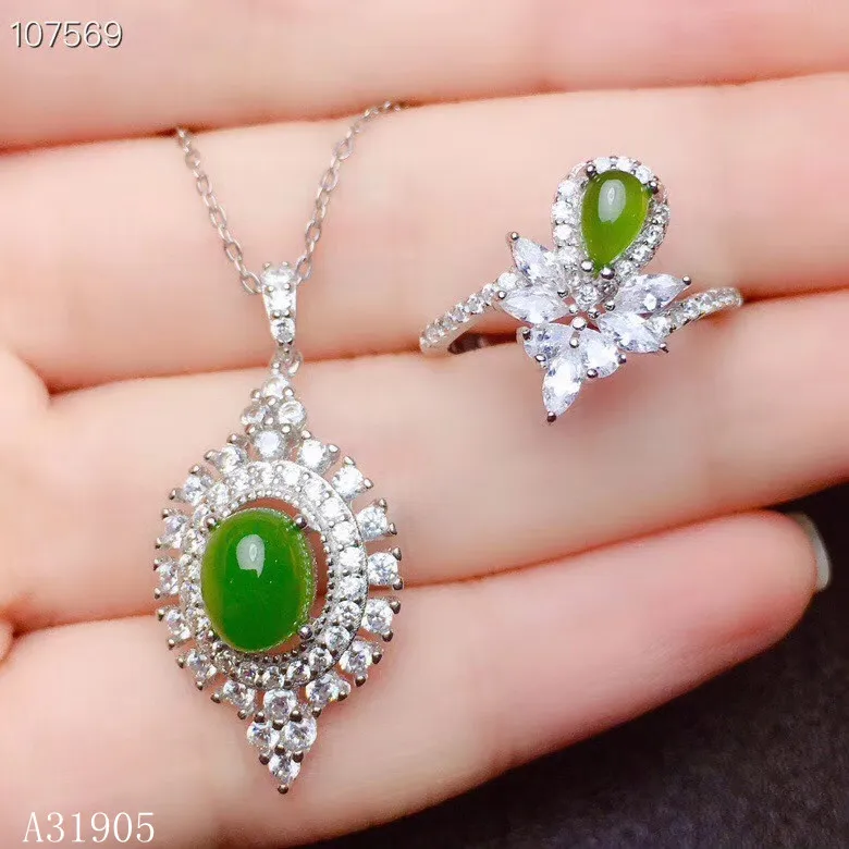 KJJEAXCMY boutique de joyería de plata esterlina 925 con incrustaciones de jaspe natural anillo de lujo collar de anillo de lujo