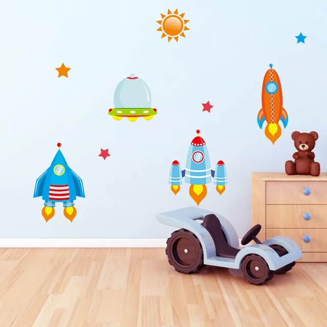 Звезды Луна Вселенная воздушный корабль галактика настенная наклейка DIY ПВХ