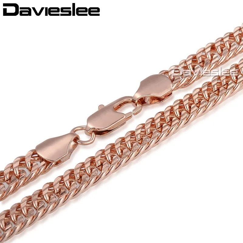 Davieslee мужское женское ожерелье цепочка 585 Желтое розовое золото заполненное
