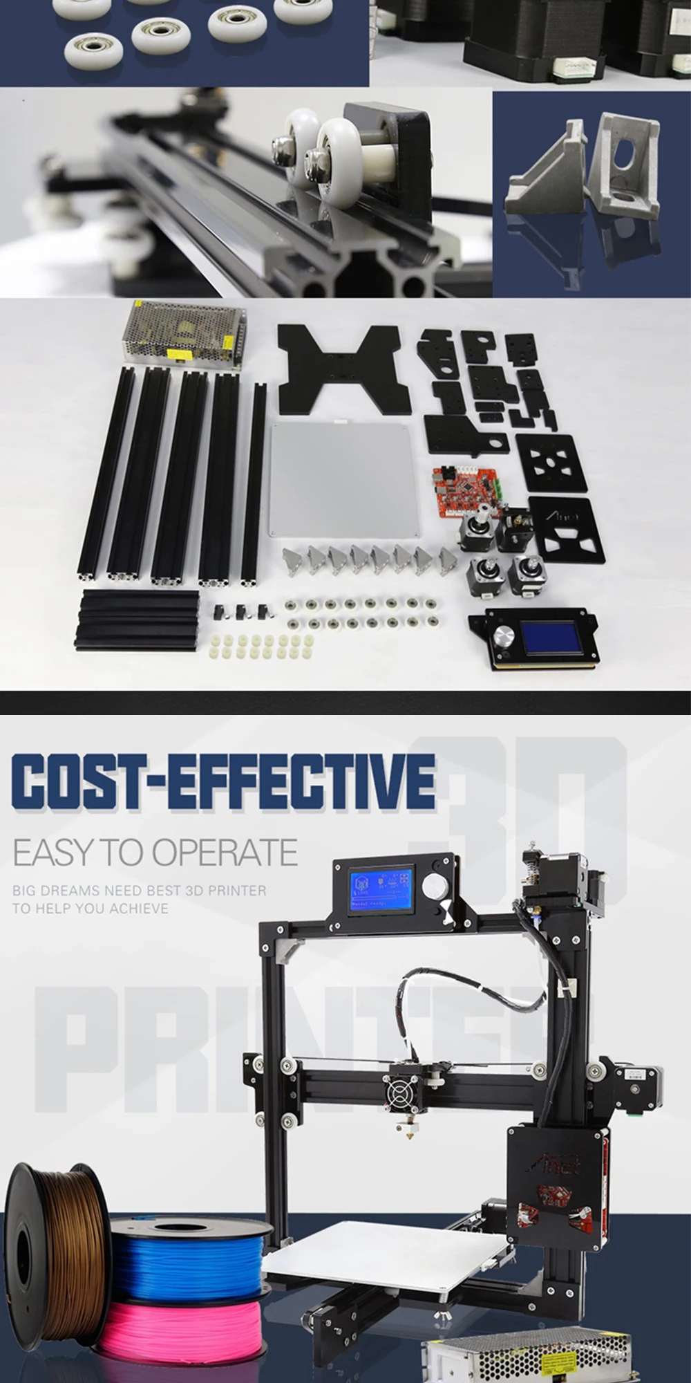 Anet E12 E10 A6 A8 A2 3d Принтер Комплект высокоточная плата Reprap Prusa i3 FDM 3d принтер DIY imprimante 3D США/Евро