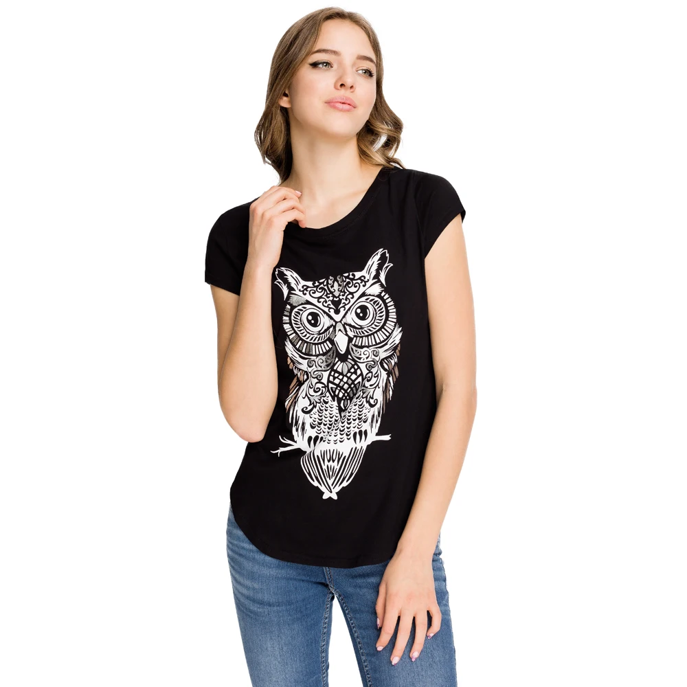 Футболка с блестящим принтом Gloria jeans женская GKT001665|t shirt|jeans t shirtt shirts for women |