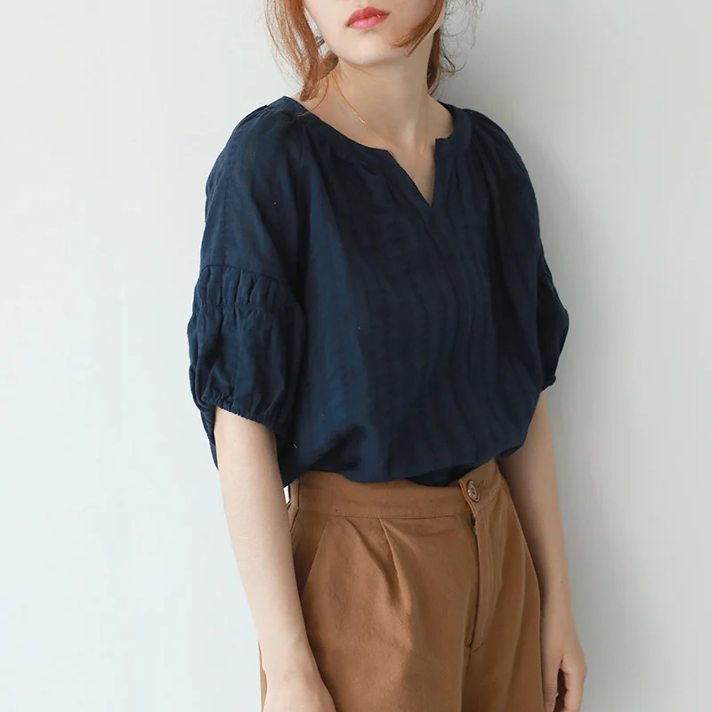 Женская Свободная блузка с коротким рукавом, V-образным вырезом от AliExpress WW