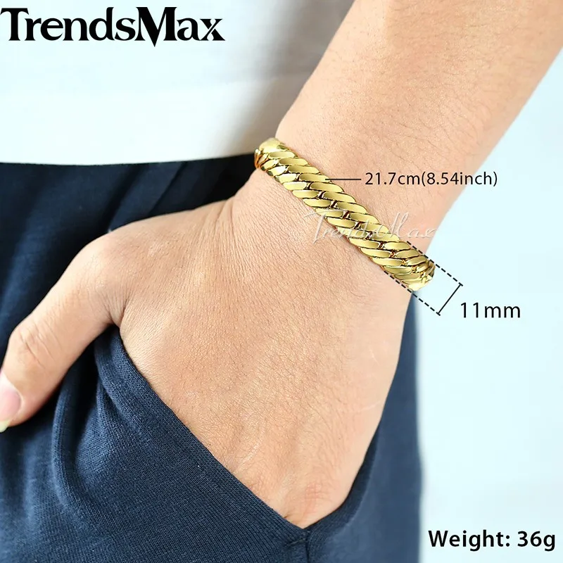 Trendsmax закрыть Curb Link браслет заполненный золотом мужские обувь для мальчиков