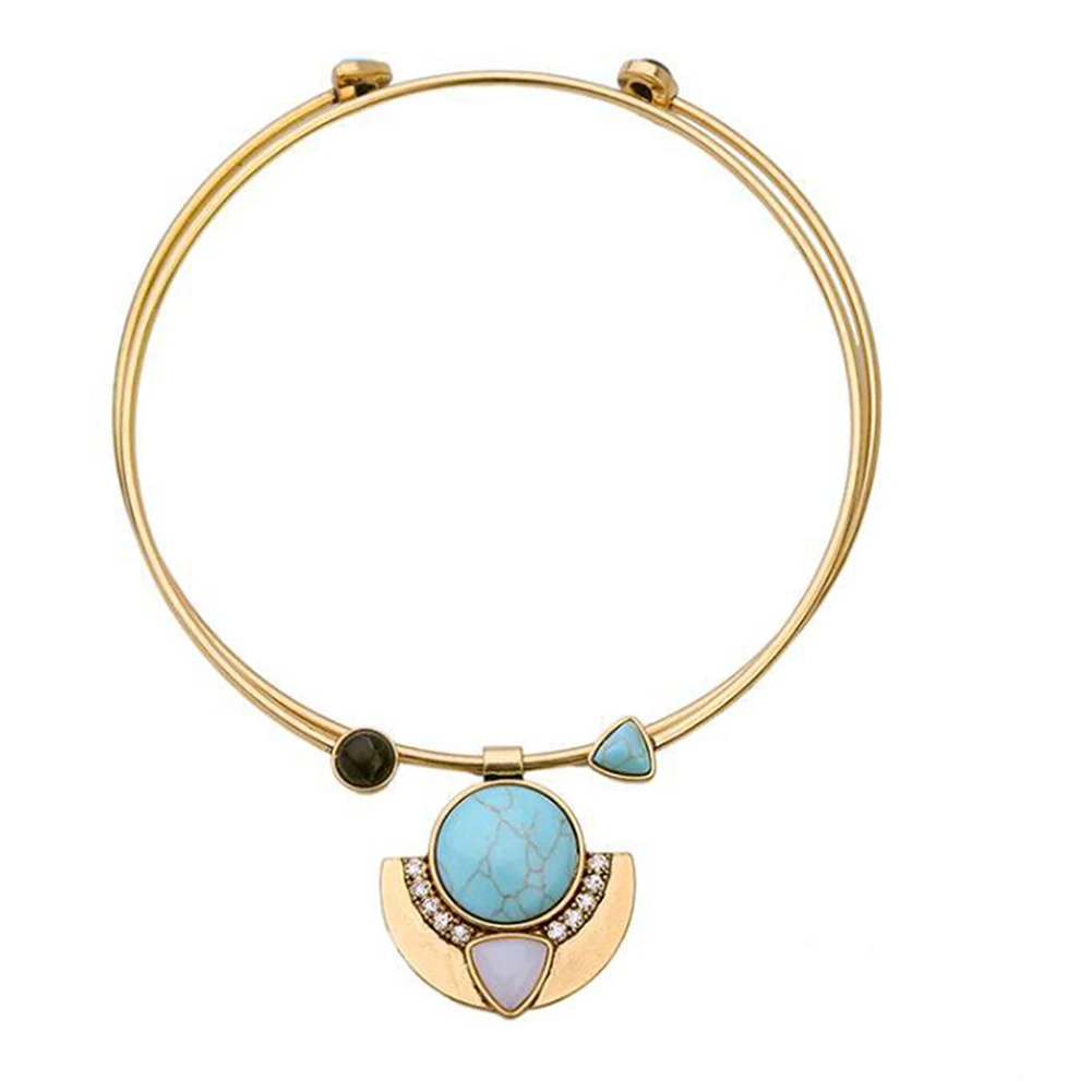 2 шт./компл. Boho крутящий момент стиль бирюзовый открытие в конце Воротник Ожерелье