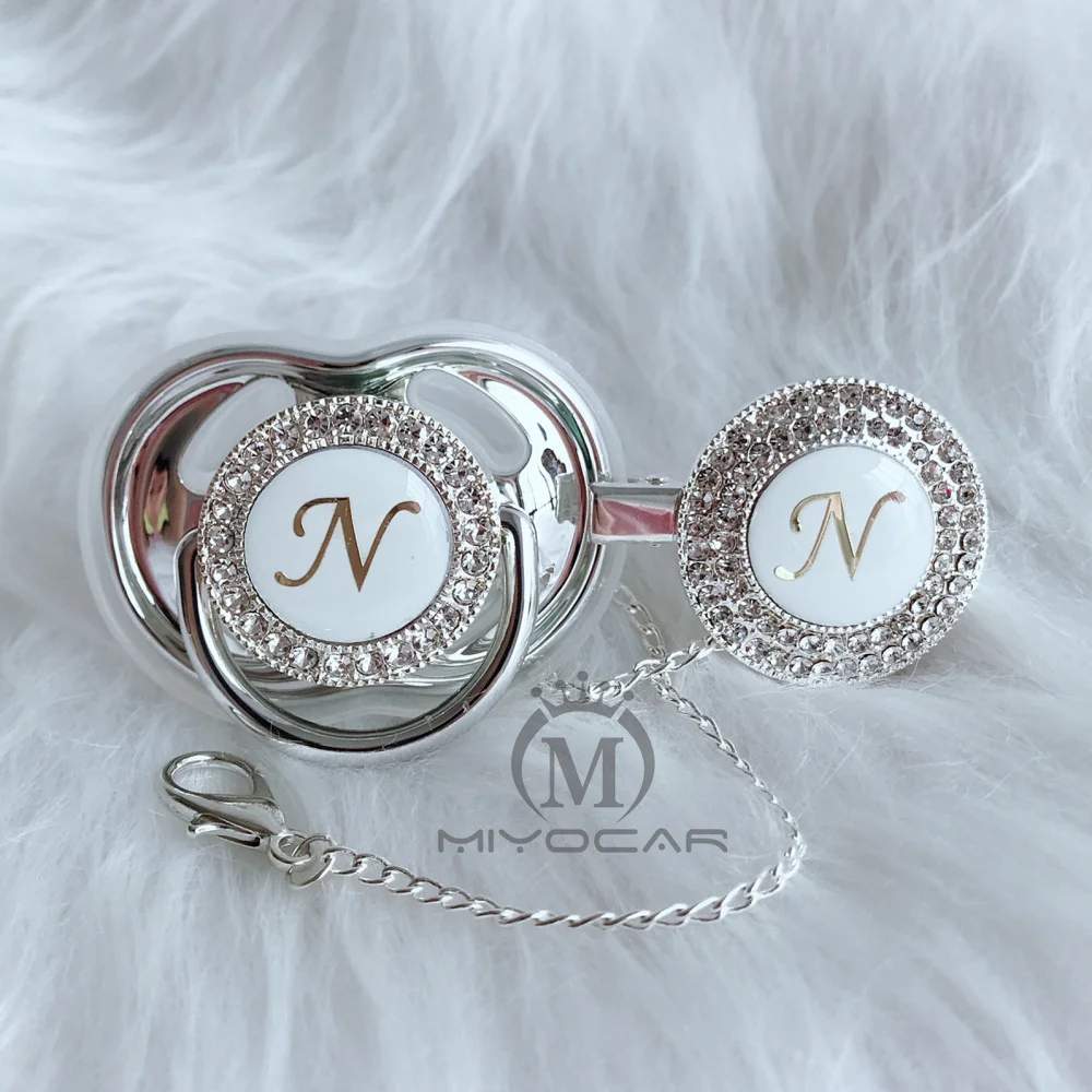 Миокар уникальный дизайн имя инициала буква N элегантная блестящая соска и зажим