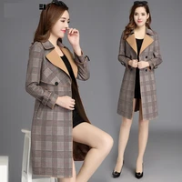 stylish clothes women autumn clothes long overcoat womens high quality autumn trench coat korean fashion checkered coats b4077