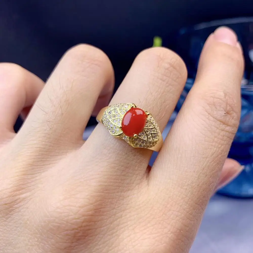 Ювелирные изделия KJJEAXCMY boutique Женское кольцо с натуральным красным коралловым