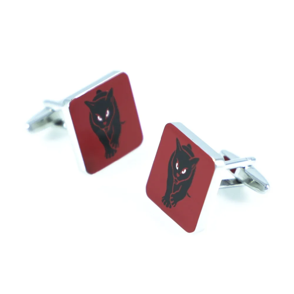 Запонки в виде черной Пантеры запонки с квадратным принтом животных пантеры