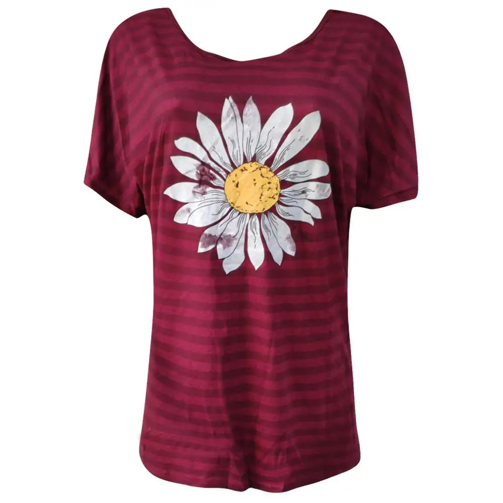 Женская футболка с коротким рукавом и круглым вырезом Повседневная в полоску