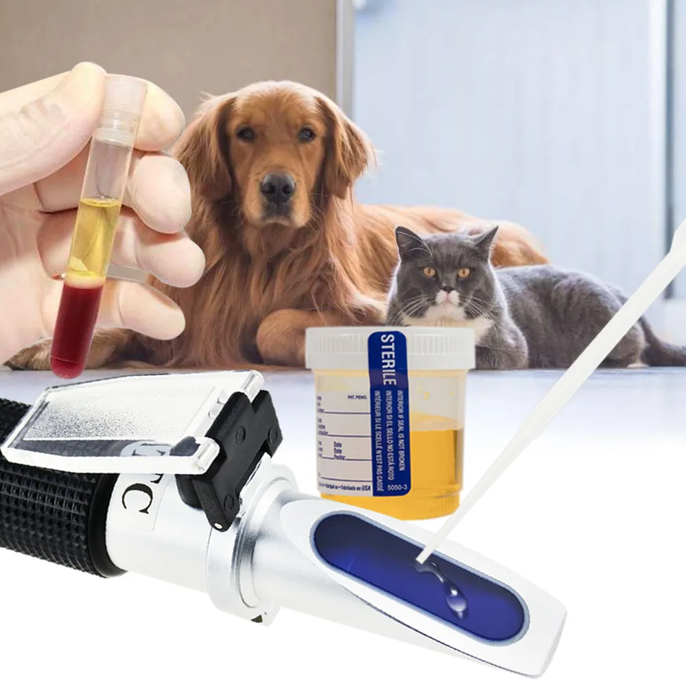 Pet Clinical Refractometer with ATC Tri-Scale Serum & Plasma Protein Test 2-14g/dl Urine Specific Gravity 1.000-1.060SG | Инструменты