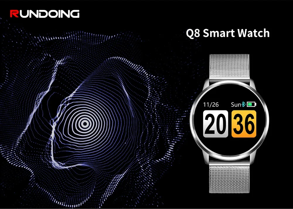 Смартчасы RUNDOING Q8 OLED дисплей умные часы женские фитнес трекер датчик сердцебиения кровяное давление мужские часы