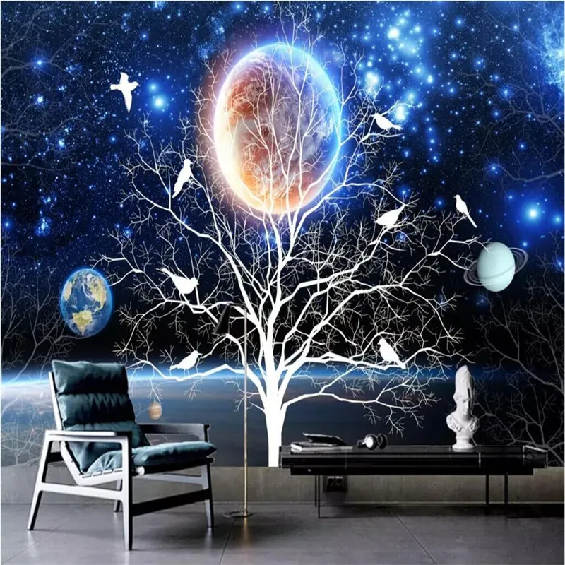 

Dream Star Simple Tree Flower TV background Wall Specializing in the production of wallpaper murals Custom home wall