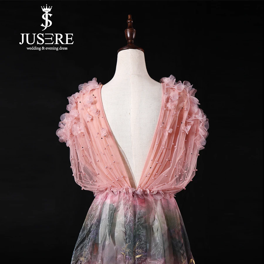 JUSERE Elegant Long Evening Dress With Shawl Lace Appliques Beaded See Through Mermaid Formal Party Dresses 2018 Robe De Soiree