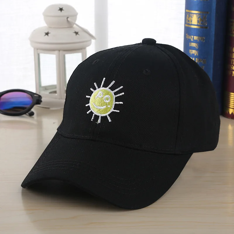 Лето Snapback Кепки Для женщин мода мультфильм улыбка Защита от солнца Вышивка