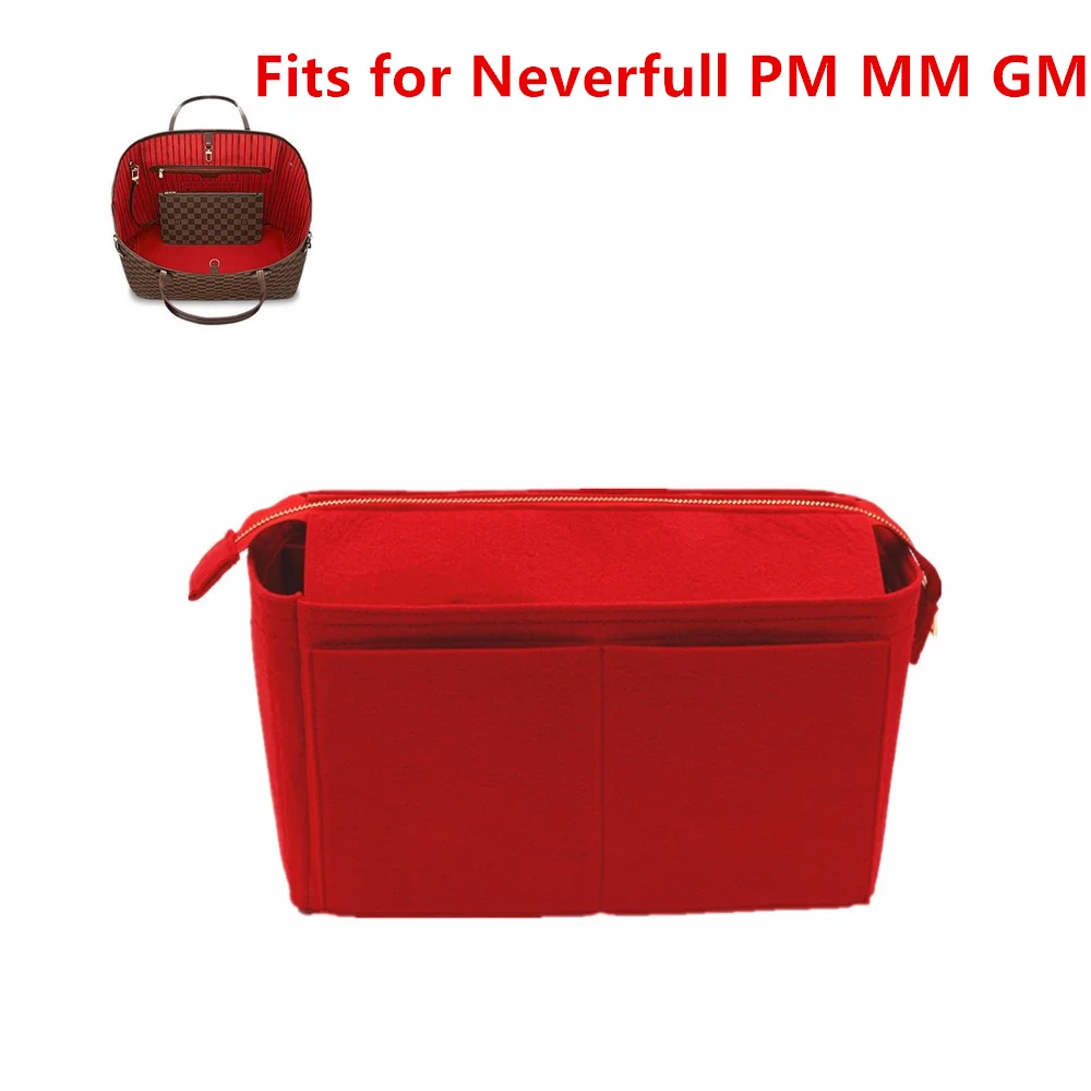 

Fits For Never Full PM MM GM felt cloth with zippercover insert bag organizer make up travel inner purse portable mommy bag