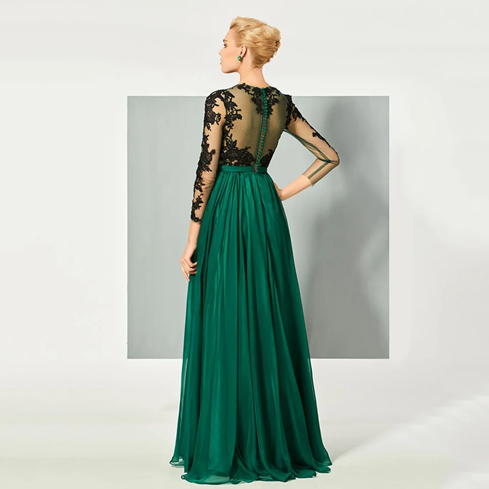 Dressv hunter/зеленое элегантное платье с длинными рукавами аппликация вечернее А