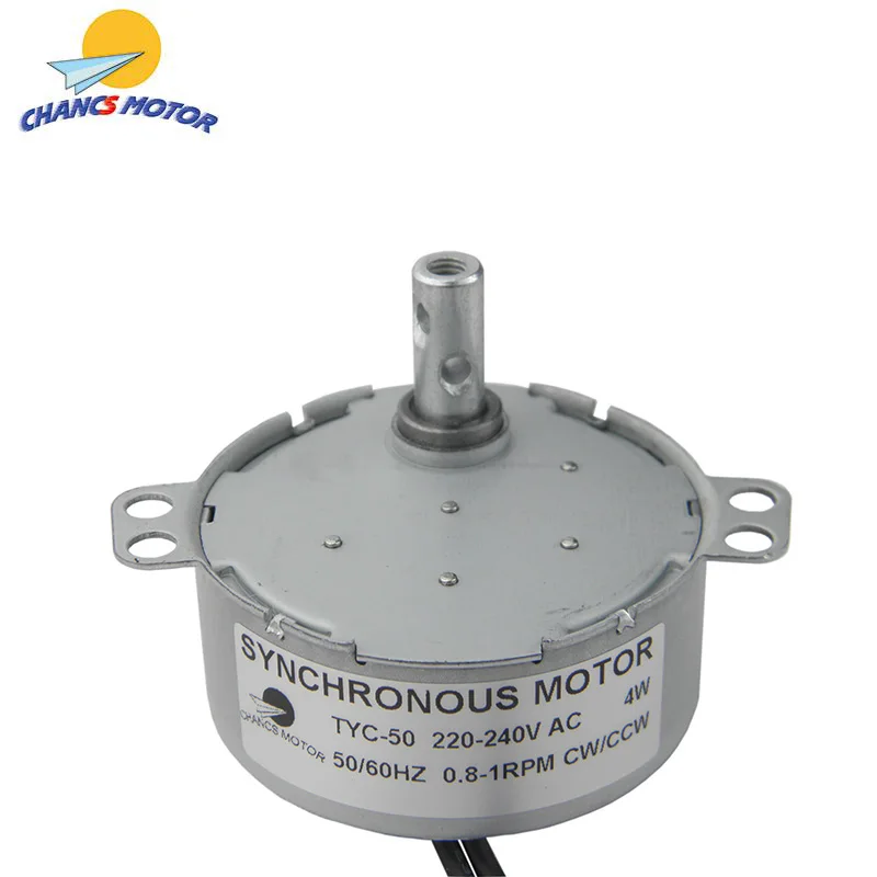 Синхронный двигатель shans TYC-50, 220 В переменного тока, 0,8-1 об/мин, вращающий момент по часовой стрелке/против часовой стрелки, 10 кг/см, низкая скорость электродвигателя