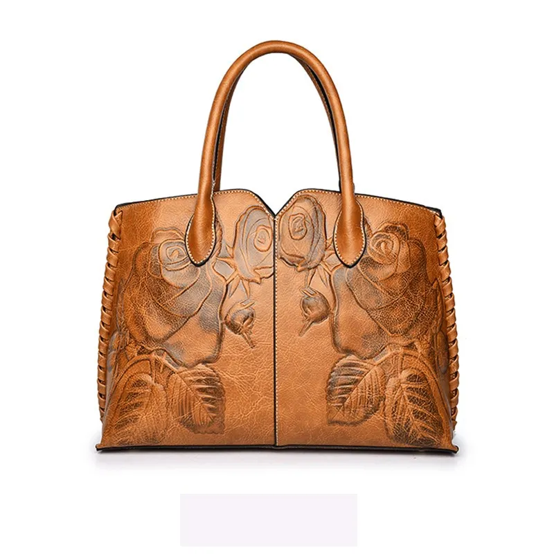 Osmond Bolsa Feminina женская сумка из натуральной кожи для женщин Зеленая роскошная женская сумка с тиснением брендовая сумка - Цвет: Brown