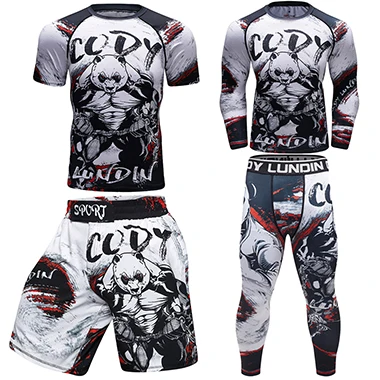D Мужские футболки Mma+ штаны для ММА бокса Муай Тай шорты Рашгард кикбоксинг наборы боксео Фитнес Спортивные костюмы тематика «Бразильское джиу-джитсу» Gi футболки - Цвет: D