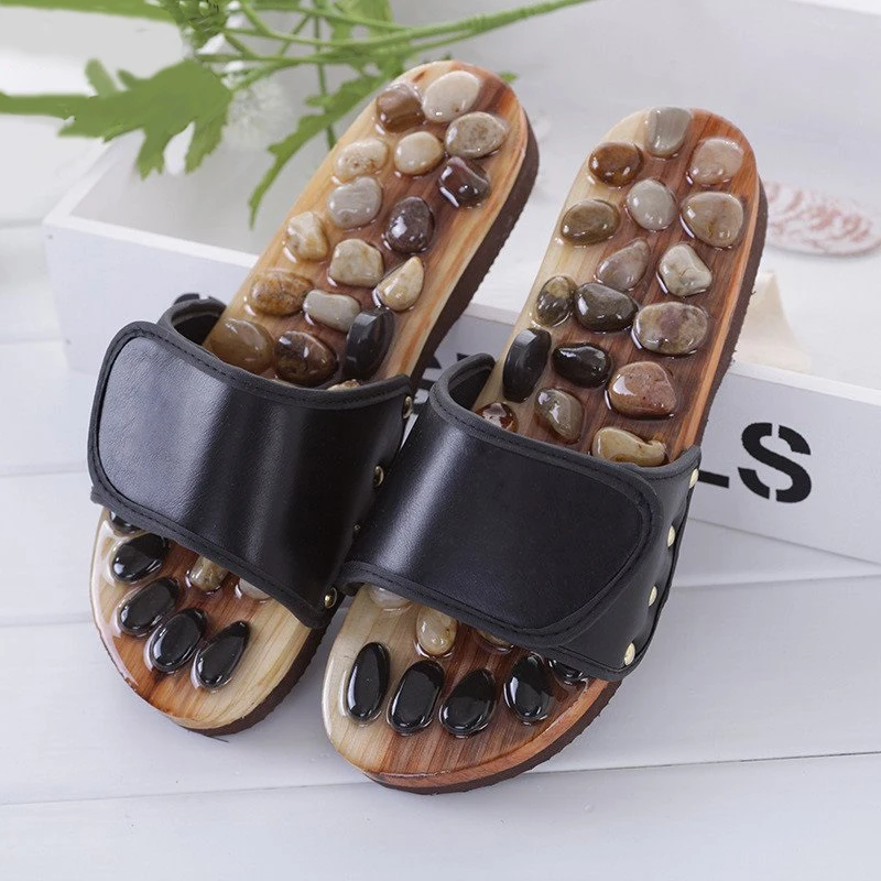 Женские массажные тапочки акупрессуры с камнями терапевтические сандалии для