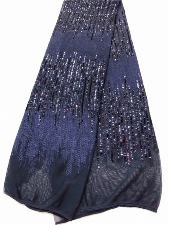 2018 latest pink sequins french lace fabric high quality nigerian tulle for luxury evening dresses Royal Blue black | Дом и сад