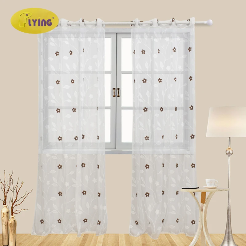

Flying Modern Window Curtain Flower Home White Tulle Curtains for Living Room Bedroom Bathroom Polyester Window Screen