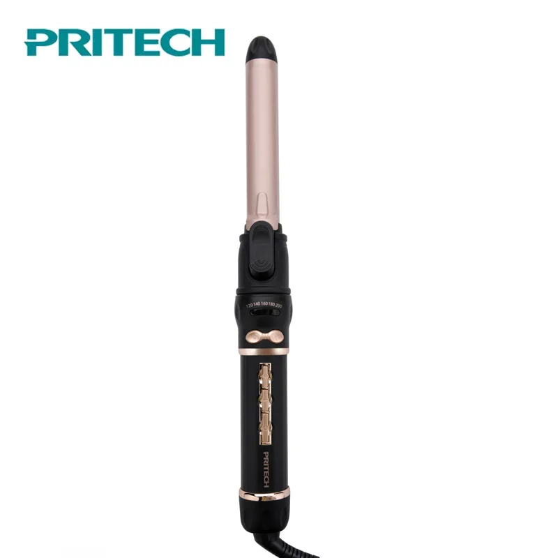 Pritech керамические щипцы для завивки волос регулировка температуры щипцы для завивки волос Быстрый нагрев Инструменты для укладки золотые щипцы для завивки волос для женщин - Цвет: Black