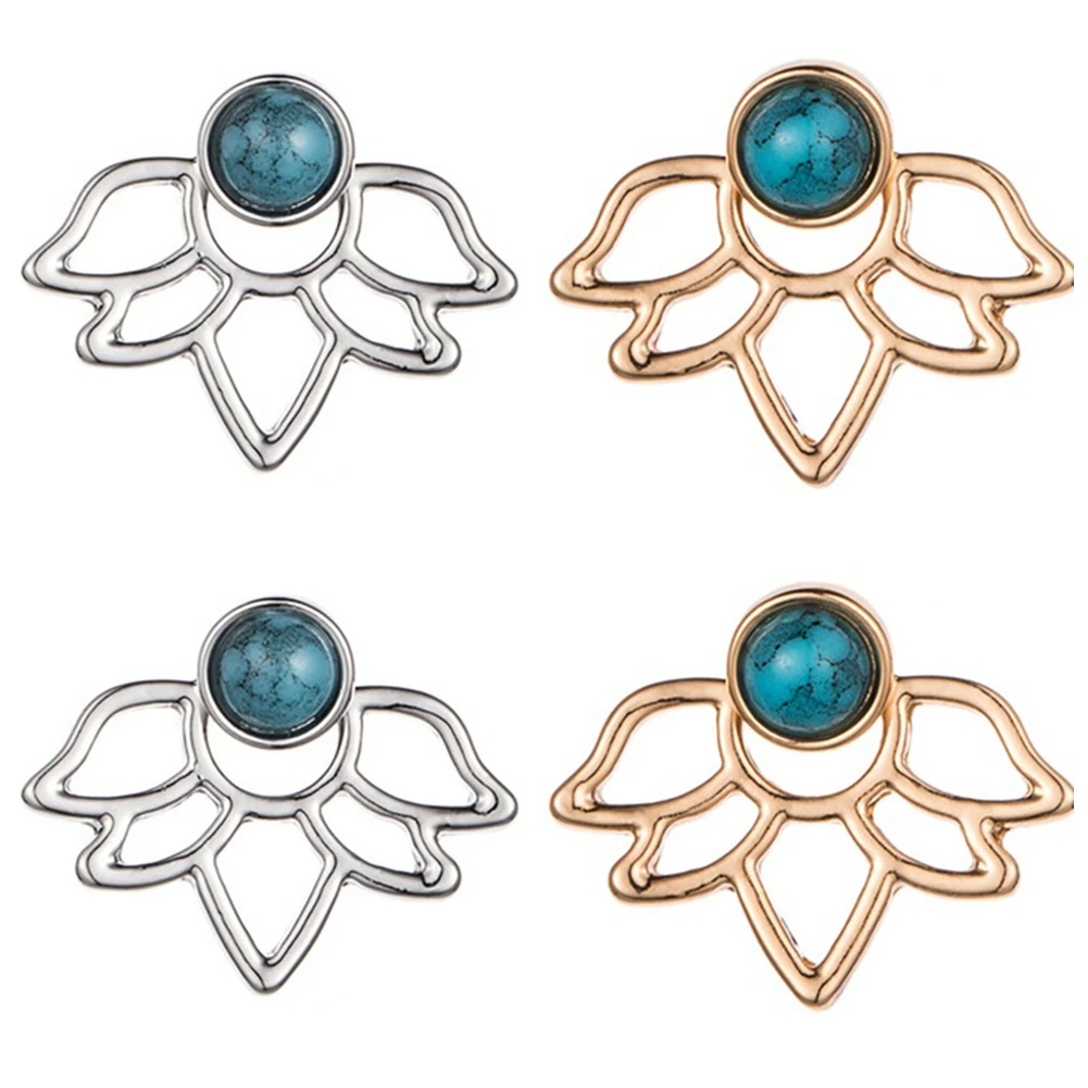 Женские серьги гвоздики с бусинами и цветком лотоса Boho|stud earrings|ear jacketear stud earrings |