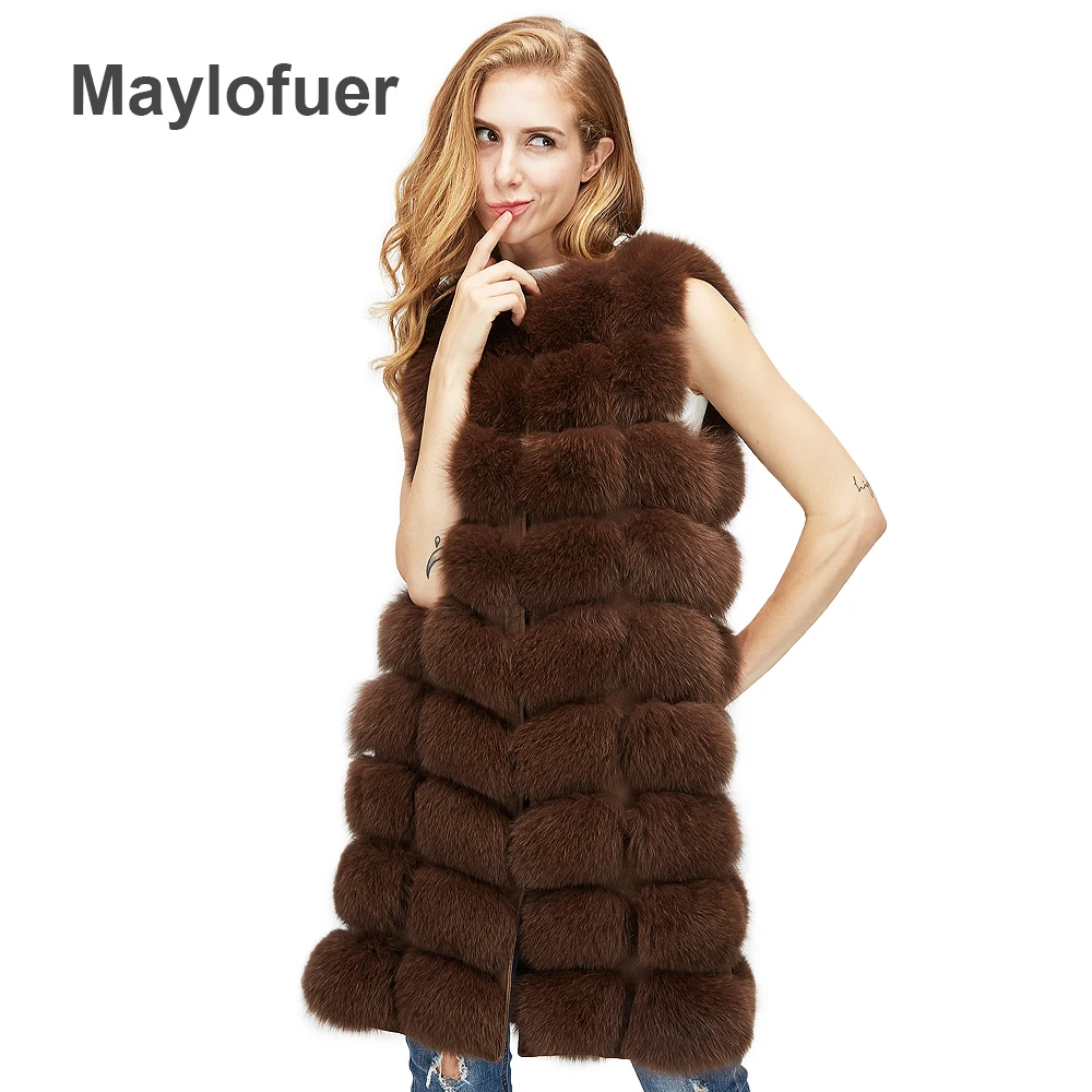 Maylofuer натуральным лисьим Меховой жилет женские с мехом натурального Меха