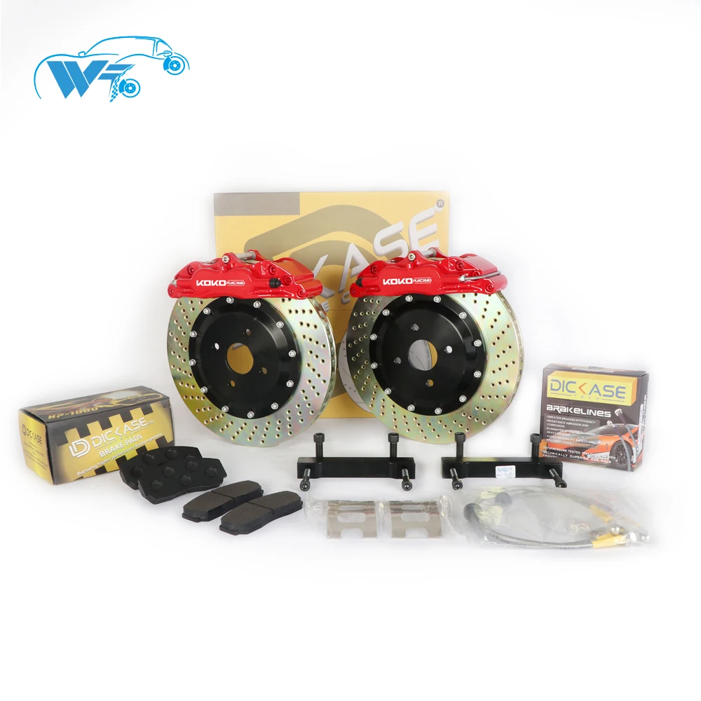 

KOKO RACING авто аксессуары тормозной комплект подходит с WT5200 красный тормозной суппорт 4 горшки для Toyota camry/Гольф gti mk 7