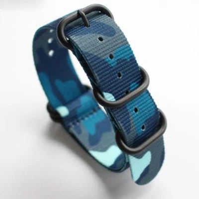 Black buckle Новые камуфляжные нейлоновые Ремешки для наручных часов NATO ремешок 18 мм 20 мм 22 мм 24 мм, спортивный Камуфляжный нейлоновый ремешок для наручных часов, мужской и женский браслет - Цвет ремешка: Black buckle