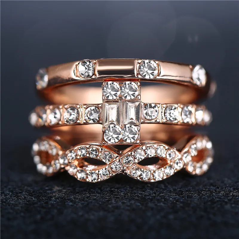 Комплект колец женских 17MILE 3 шт./компл. модные ювелирные украшения с кристаллами в