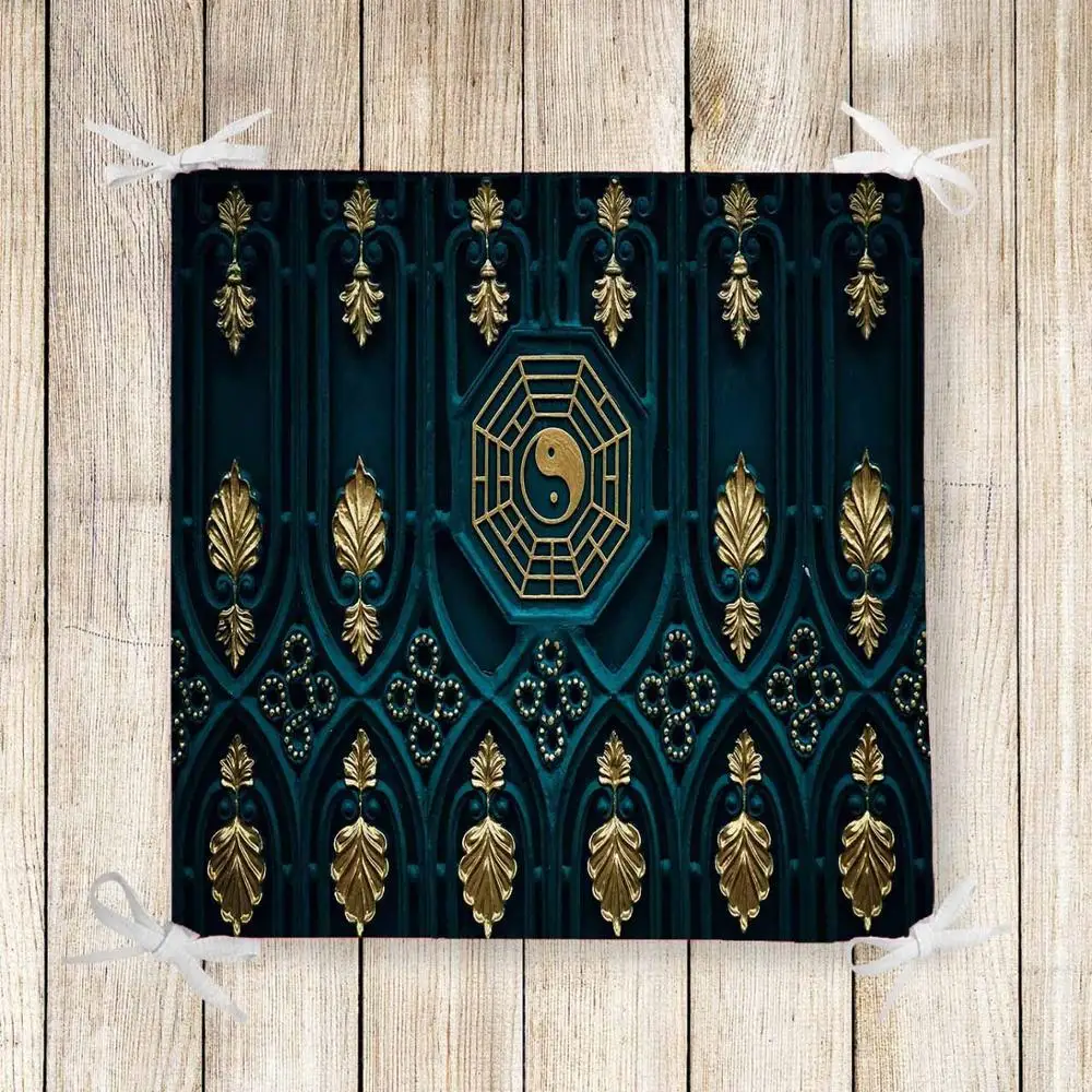 Еще Темно синие золотисто желтый мира 3d печати стул подушки сиденья легкая