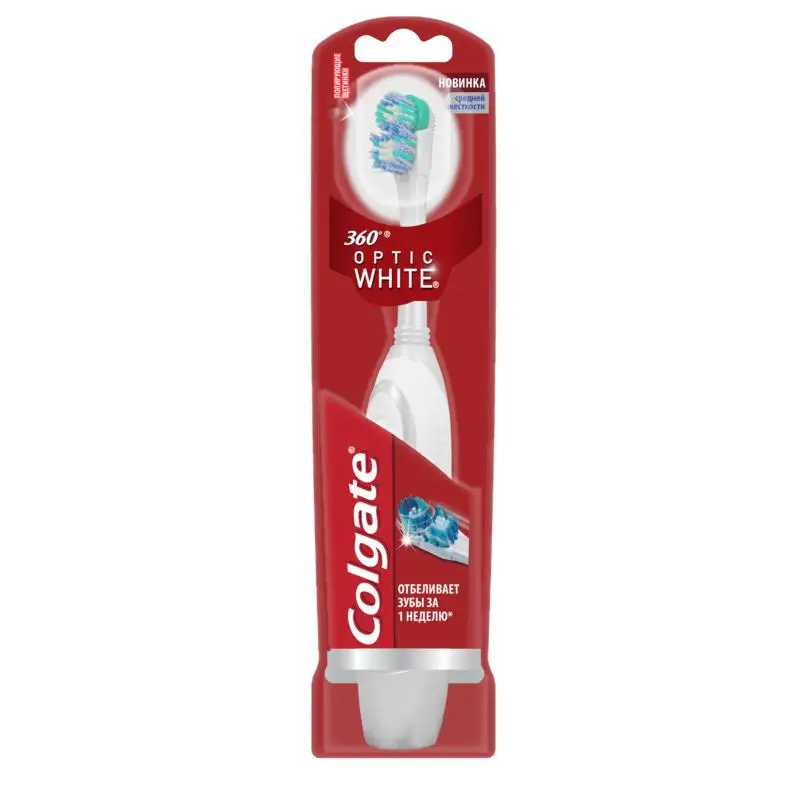 COLGATE 360 Optic White электрическая зубная щетка питаемая от батарей средней жесткости |