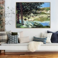 monet seine bank at vetheuil claude monet famous artist oil painting canvas poster wall art print picture living room decoration
