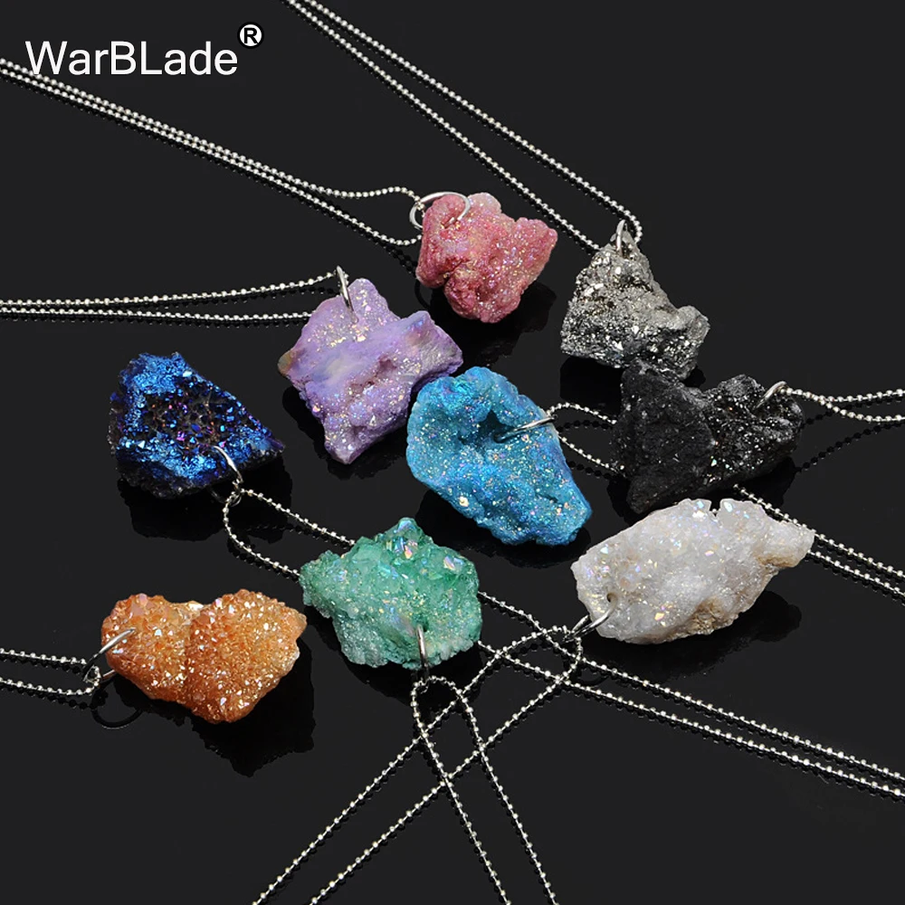 Ожерелье WarBLade из камня и хрусталя грубая натуральная подвеска классическое