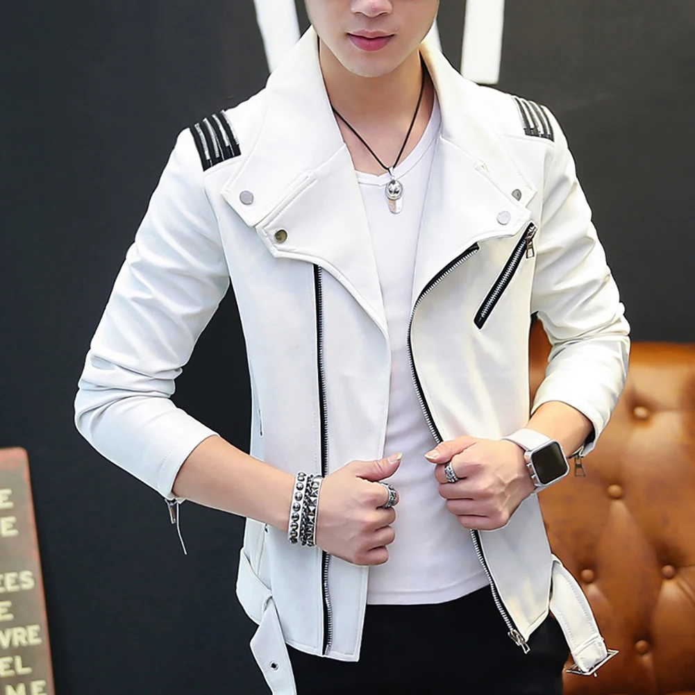 Men's Fashion Punk Faux Leather Zipper Slim Fit Jacket Coat Motorcycle Clothing | Мужская одежда