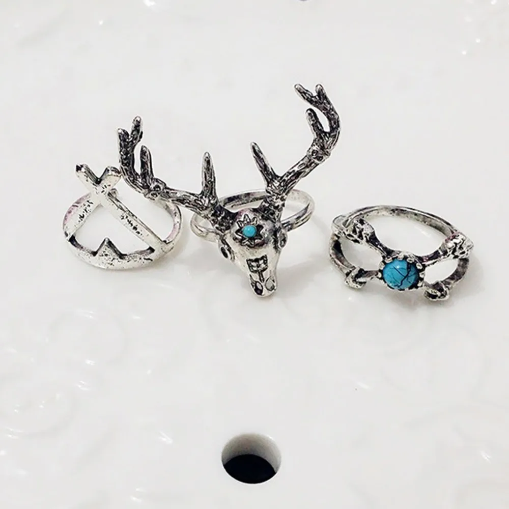 7 шт./компл. винтажный этнический богемный Бохо кольцо олень Anillos De Animales Bague панк
